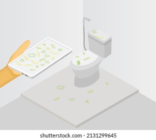 Illustration of a germ detection application on a smartphone
