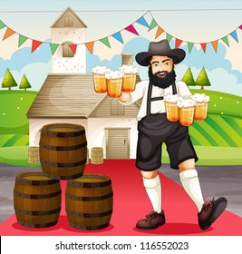 Illustration of a german man at Oktoberfest