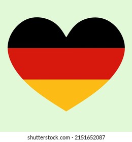 Illustration of the Germany flag with a heart shape. Vector heart shaped Germany flag isolated on plain background.  I love Germany. Happy Independence Day