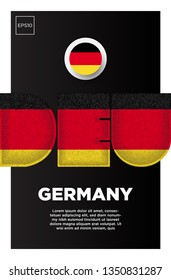 Illustration of Germany flag made of three country abbreviations letter with grunge sponge effect.