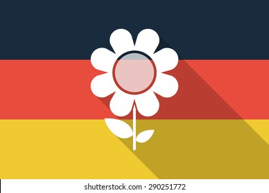 Illustration of a Germany  long shadow flag with a flower