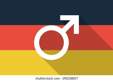 Illustration of a Germany  long shadow flag with a male sign