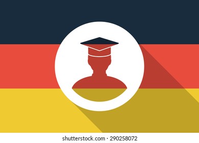 Illustration of a Germany long shadow flag with a student