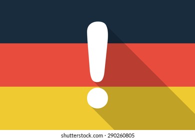 Illustration of a Germany long shadow flag with an exclamation sign