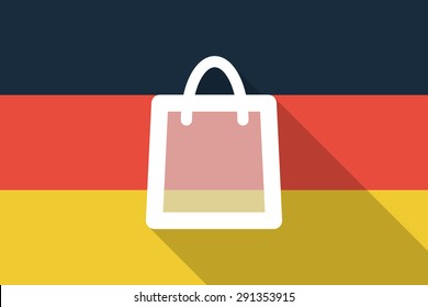 Illustration of a Germany  long shadow flag with a shopping bag