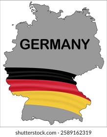 Illustration of Germany map with flag, transparent