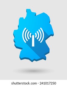 Illustration of a Germany map icon with an antenna