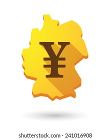 Illustration of a Germany map icon with a currency sign