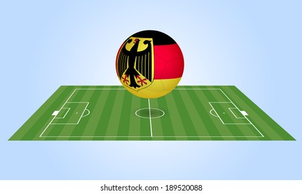 Illustration of a Germany soccer ball and field.