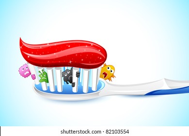 illustration of germs peeping from bristle of tooth brush