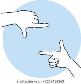 Illustration of a gesture of framing with hands. Determine camera composition.
