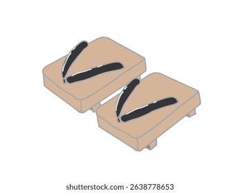 Illustration of geta, traditional Japanese wooden footwear