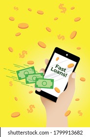 An illustration of getting instant cash loan using the mobile phone app