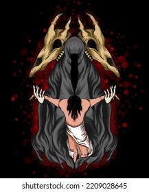 ilustración de un fantasma que lleva los espíritus de los muertos