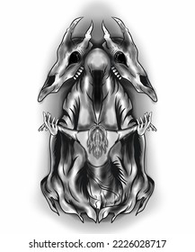 illustration of a ghost carrying the spirits of the dead