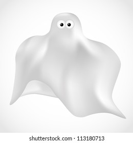 An illustration of a ghost, cartoon character for Halloween.