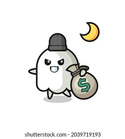 Illustration of ghost cartoon is stolen the money , cute style design for t shirt, sticker, logo element