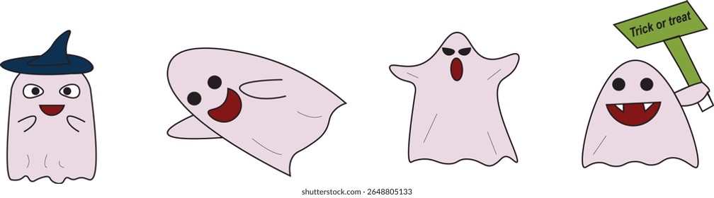 The Illustration of ghost characters for halloween