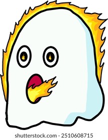 illustration of a ghost emitting fire