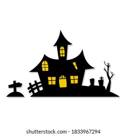 ilustración de casas fantasma. Tema de Halloween. Elementos de diseño para afiche, tarjeta de saludo, invitación. Ilustración del vector