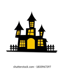 illustration of ghost houses. Halloween theme. Design elements for poster, greeting card, invitation. Vector illustration