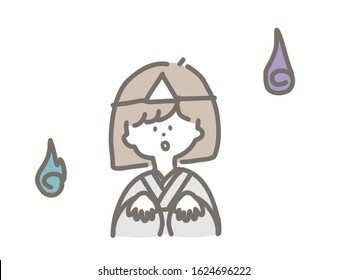 It is an illustration of a ghost of a Japanese girl who came in a kimono.
