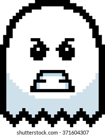 An illustration of a ghost looking angry in an 8-bit cartoon style.