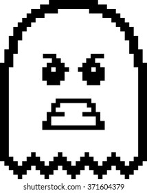 An illustration of a ghost looking angry in an 8-bit cartoon style.