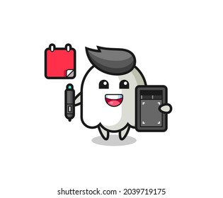 Illustration of ghost mascot as a graphic designer , cute style design for t shirt, sticker, logo element