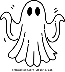 Illustration of a ghost. Ghost with minimalist outlines in black