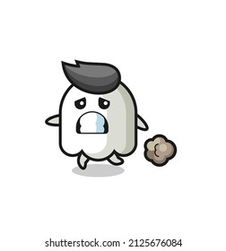 illustration of the ghost running in fear , cute style design for t shirt, sticker, logo element