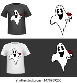 illustration of Ghost, sticker,tshirt print, vector illustration