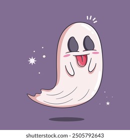 Illustration of Ghost Sticking Tongue Out Cartoon Vector 