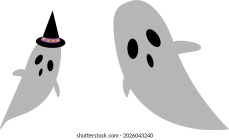 Illustration of a ghost wearing a Halloween hat