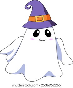 illustration of ghost with witch hat