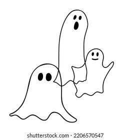 Illustration of ghosts on a white background