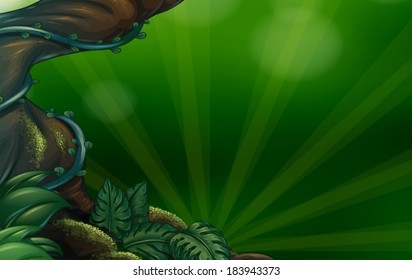 Ilustración de un árbol gigante en el bosque