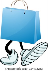 Illustration of a gift bag with feet on a white background