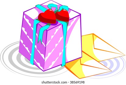 Illustration of gift box and card	