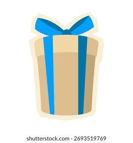 Illustration of gift box. Craft present for celebration, discount or promotion.