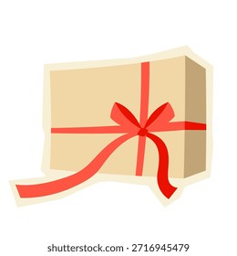 Illustration of gift box. Craft present for celebration, discount or promotion.