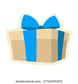 Illustration of gift box. Craft present for celebration, discount or promotion.