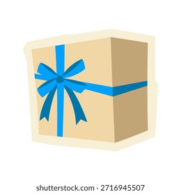 Illustration of gift box. Craft present for celebration, discount or promotion.