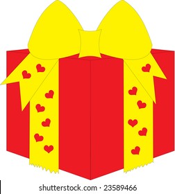 illustration of a gift box with hearts