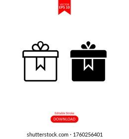Illustration der Geschenkbox Symbol einzeln auf weißem Hintergrund. Weihnachtsgeschenk Symbol Illustration Vektorsymbol. Geschenkbox-Icon. Paket in Geschenkverpackung.