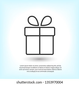 Illustration of gift box icon o background. Christmas gift icon illustration vector symbol. Present gift box icon. Package in gift wrap, vector eps 10 - box icon