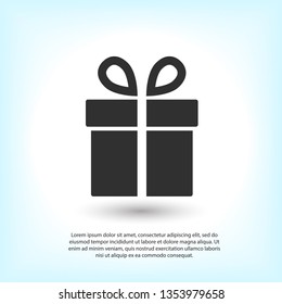Illustration of gift box icon o background. Christmas gift icon illustration vector symbol. Present gift box icon. Package in gift wrap, vector eps 10 - box icon
