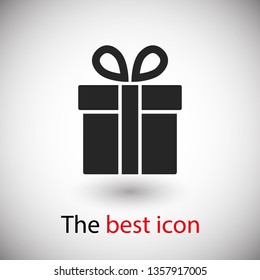 Illustration of gift box icon o background. Christmas gift icon illustration vector symbol. Present gift box icon. Package in gift wrap, vector eps 10 - box icon