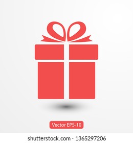 Illustration of gift box icon o background. Christmas gift icon illustration vector symbol. Present gift box icon. Package in gift wrap, vector eps 10 - box icon