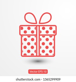 Illustration of gift box icon o background. Christmas gift icon illustration vector symbol. Present gift box icon. Package in gift wrap, vector eps 10 - box icon